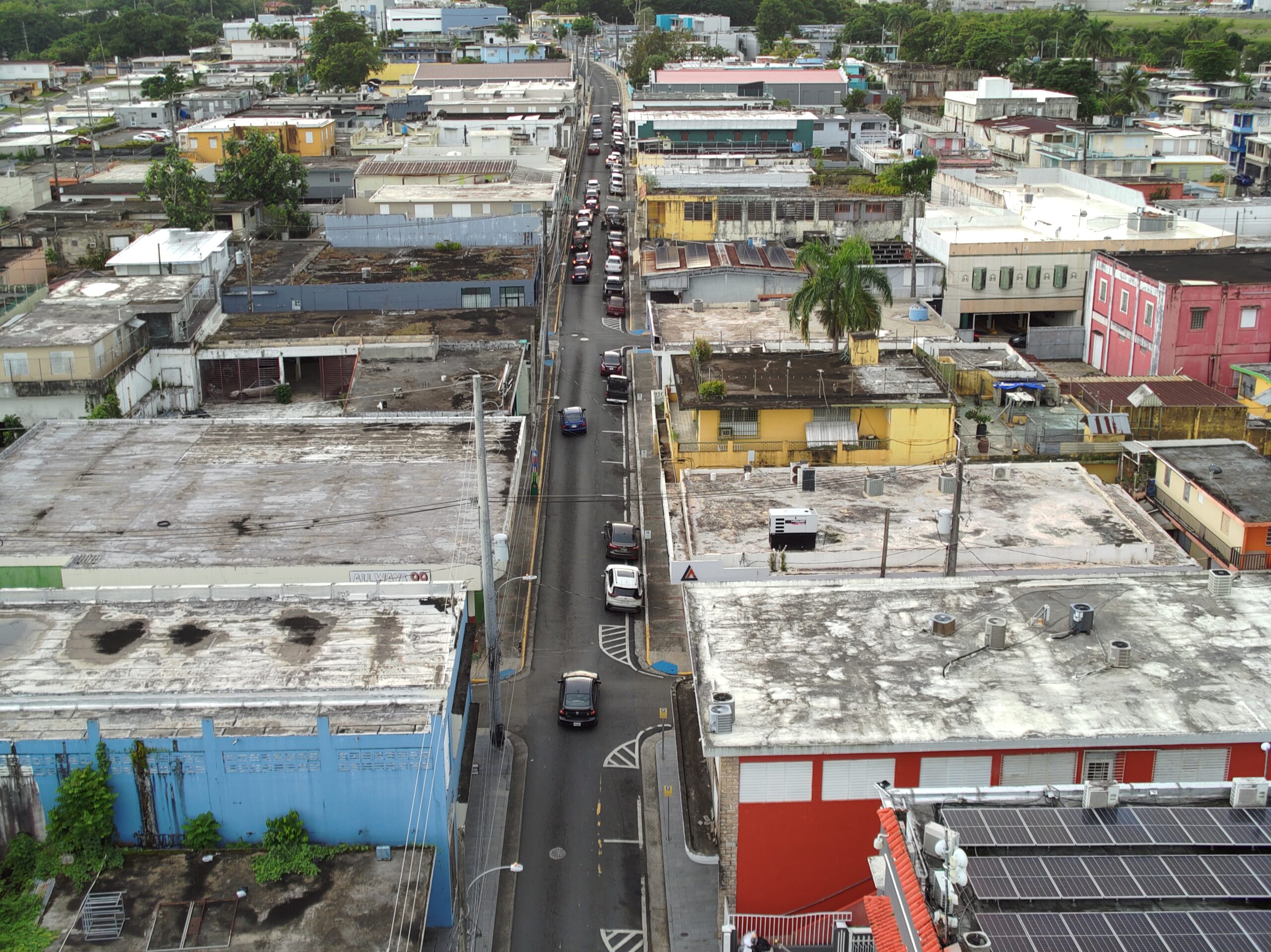 Bird's-eye view of San Lorenzo commercial corridor.